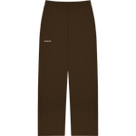 A pair of brown Erewhon sweatpants with side seam pockets and an elastic waistband.