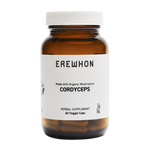 Erewhon Cordyceps supplement in organic pullulan capsules with organic brown rice for a unique wellness addition