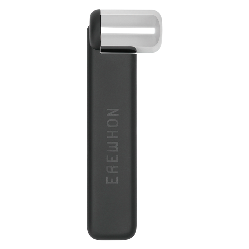 A stainless steel ice roller with silicone cover, branded with the name 'EREWHON' on the side, designed for skincare.