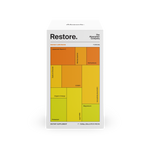A packaged stick of 'Restore' supplement by The Absorption Company with color blocks indicating the ingredients and their quantities.