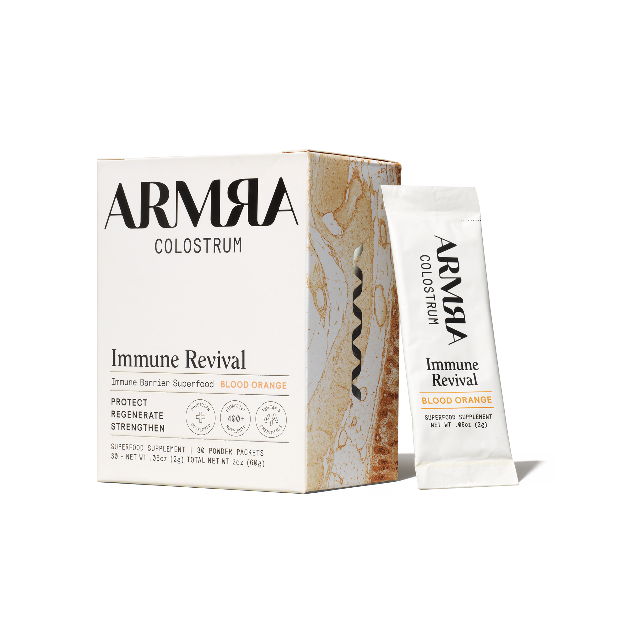 ARMRA Colostrum Immune Barrier Superfood Supplement - Blood Orange Powder Pack