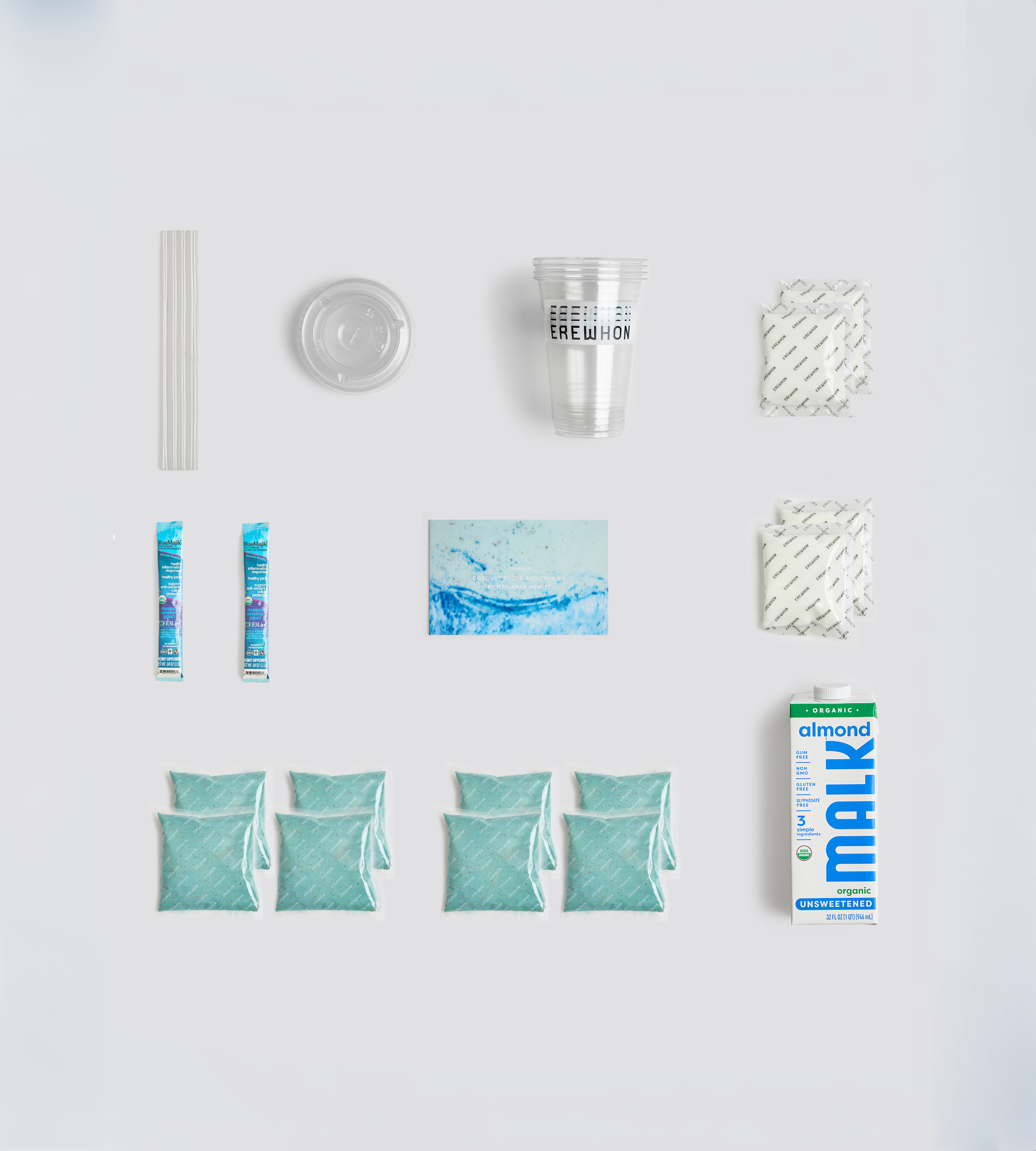 Erewhon Coconut Cloud Smoothie Kit Ingredients Layout