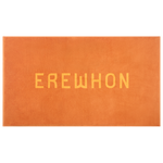Orange beach towel 'EREWHON' text on a white background