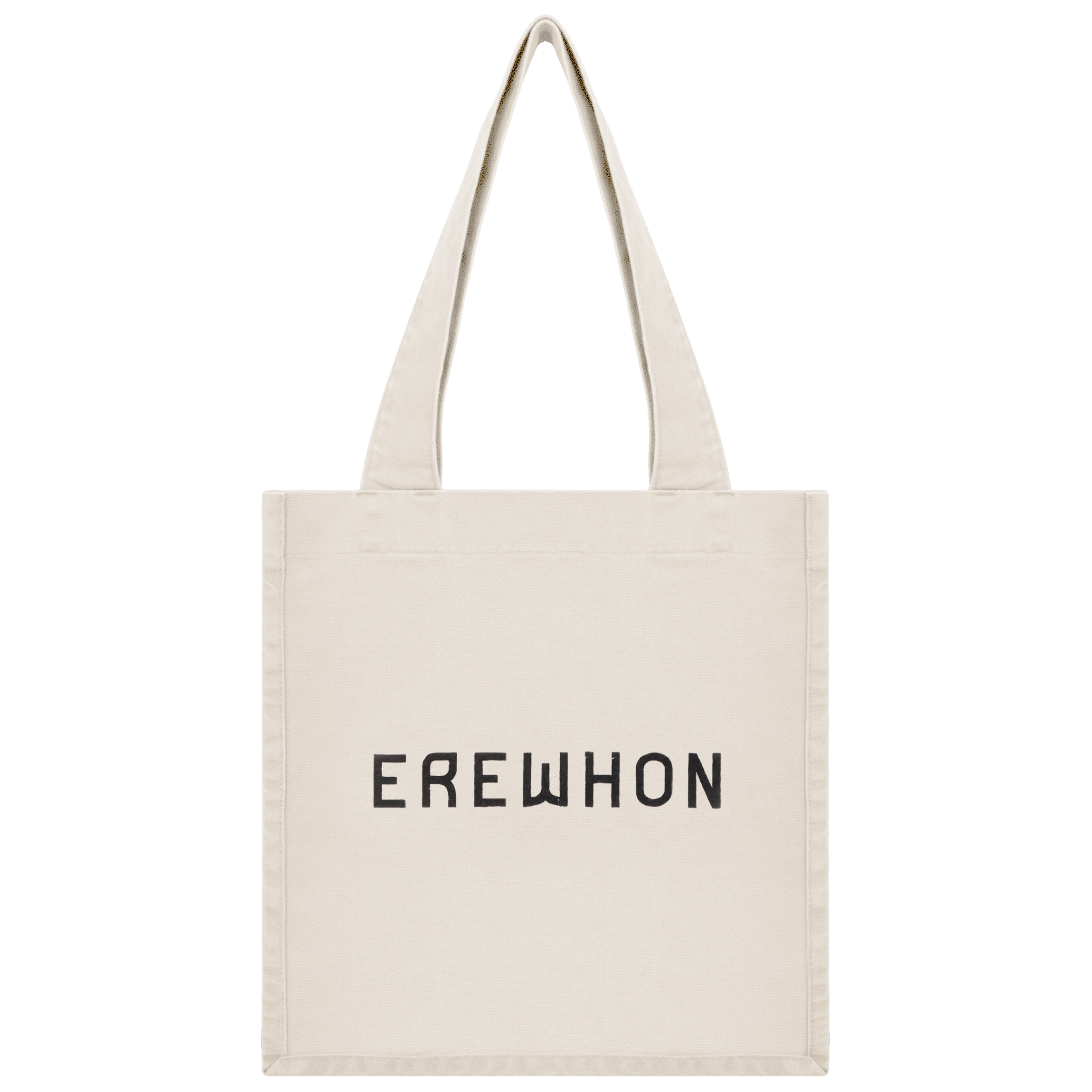 Beige tote bag with 'EREWHON' text on a white background, also called "EGGSHELL Erewhon Shopper Bag"
