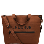Brown cooler bag with 'EREWHON' branding on a white background