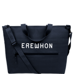 Black cooler bag with 'EREWHON' branding on a white background