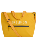 Yellow cooler bag with 'EREWHON' branding on a white background