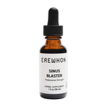 Erewhon Sinus Blaster supplement for sinus health, containing grain alcohol, deionized water, vegetable glycerin, and organic honey