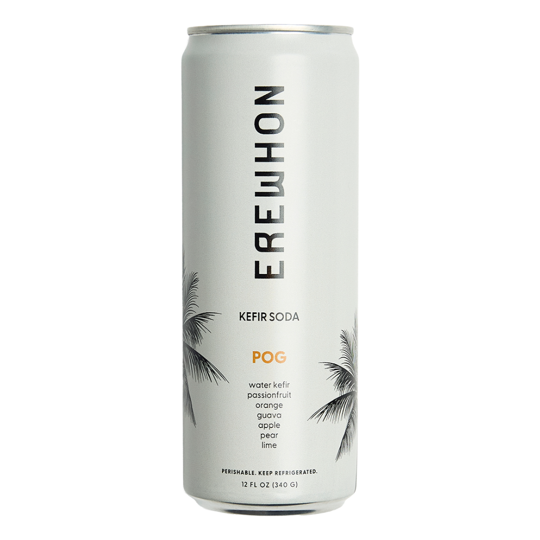 Erewhon Kefir Soda Passion Fruit Orange Guava (POG) 6-Pack – tropical probiotic sparkling drink, supports gut health, vibrant passion fruit, orange, and guava flavor