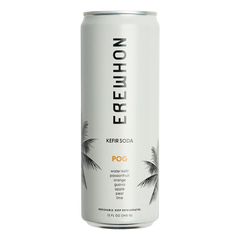 Erewhon Kefir Soda Passion Fruit Orange Guava (POG) 6-Pack – tropical probiotic sparkling drink, supports gut health, vibrant passion fruit, orange, and guava flavor