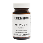 Erewhon Methyl B-12 dietary supplement lozenge bottle on a white background