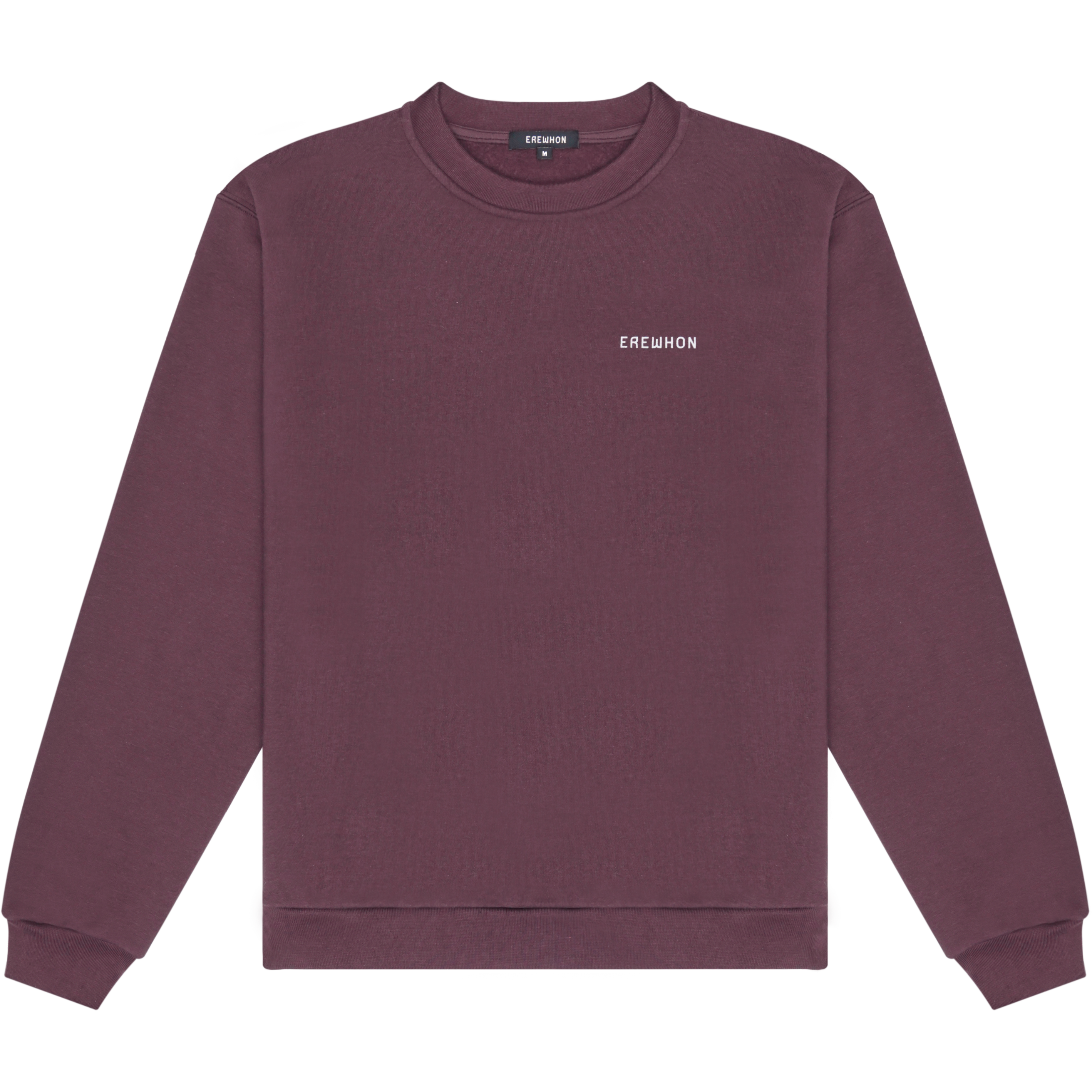 A purple crewneck sweatshirt with the brand name 'EREWHON' written on the chest.