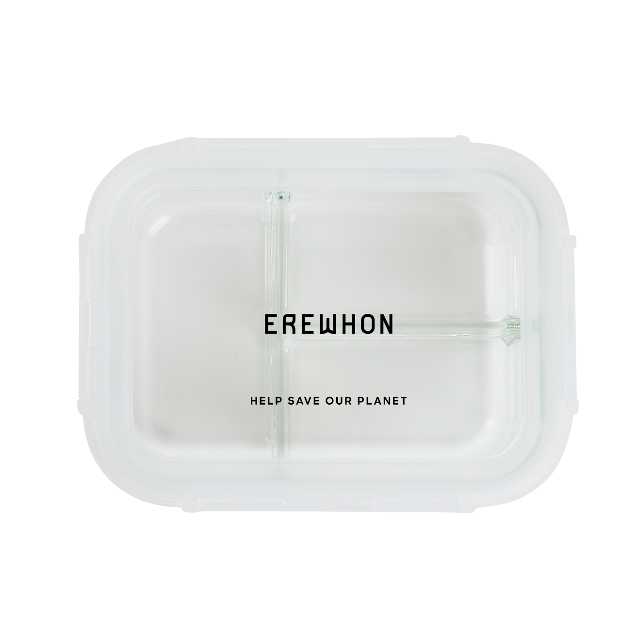 "Black Erewhon 3-section glass storage containers with airtight lids