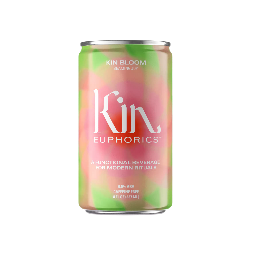 Kin Bloom 4-pack – non-alcoholic beverage infused with adaptogens, nootropics, and botanicals like Schisandra, Damiana, and L-Theanine, 8oz cans