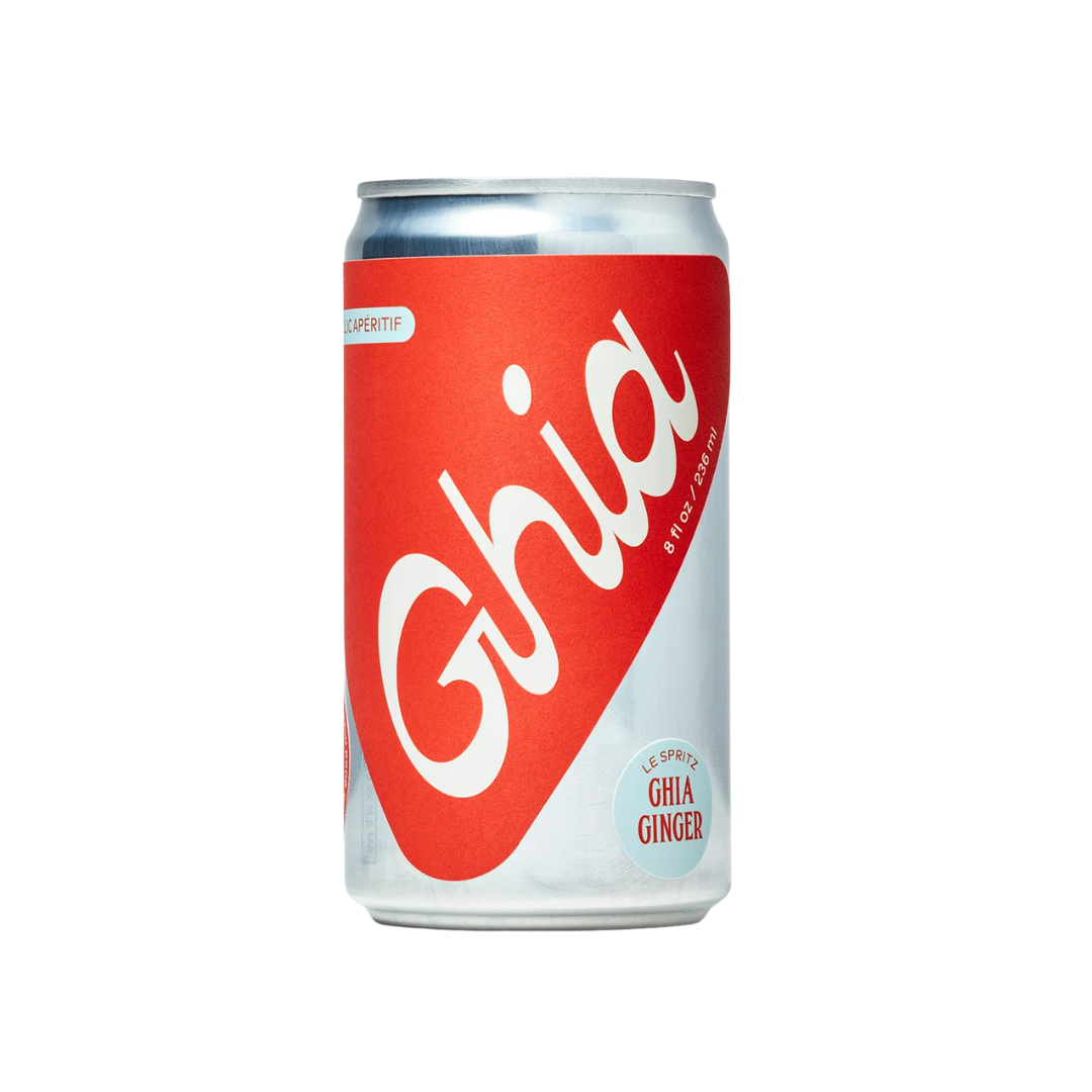 Ghia Le Spritz Ginger 4-pack – non-alcoholic aperitivo with ginger beer, featuring a blend of bitter and ginger flavors, 8oz cans