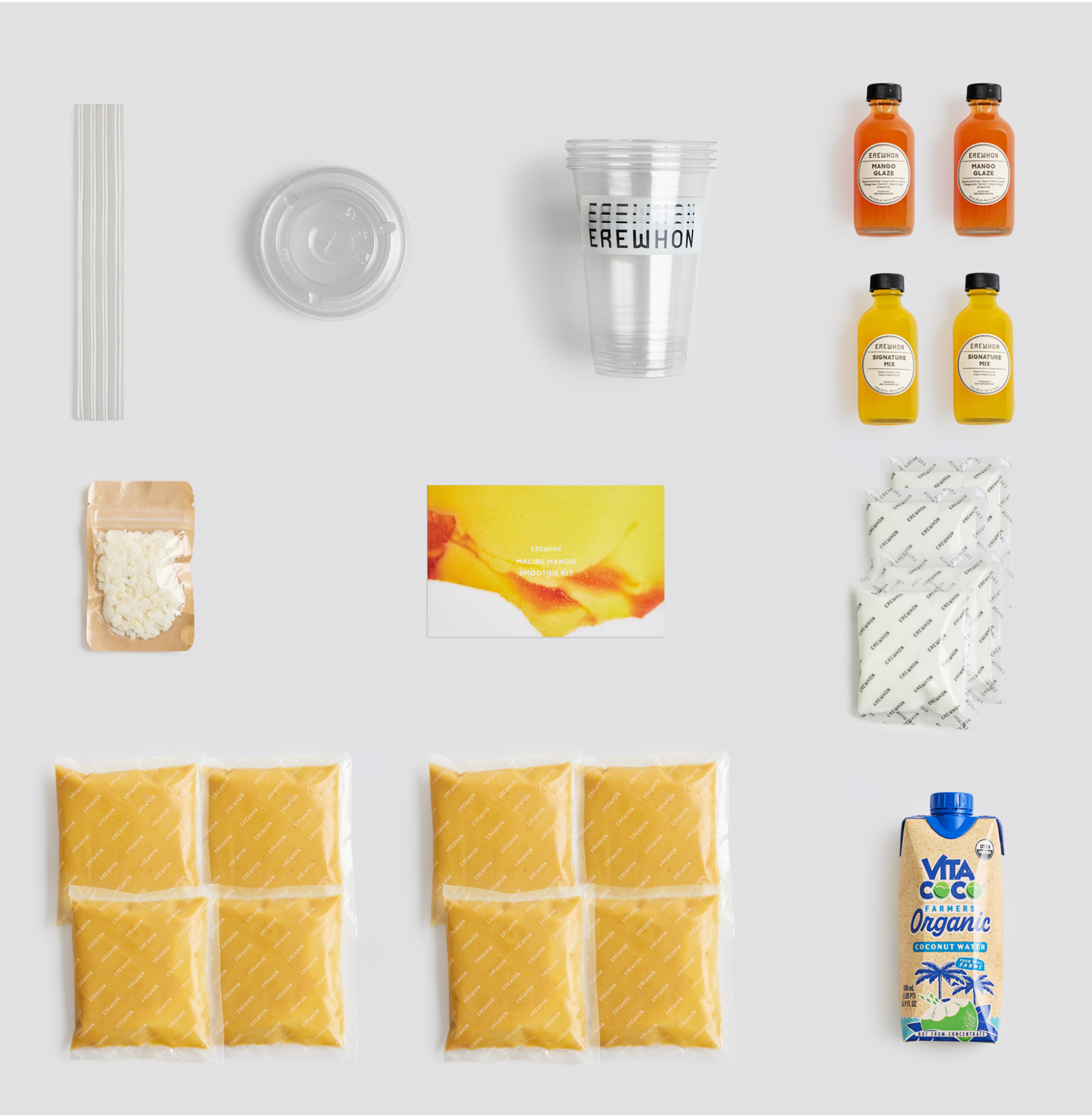 Ingredients Layout for Malibu Mango Smoothie Kit
