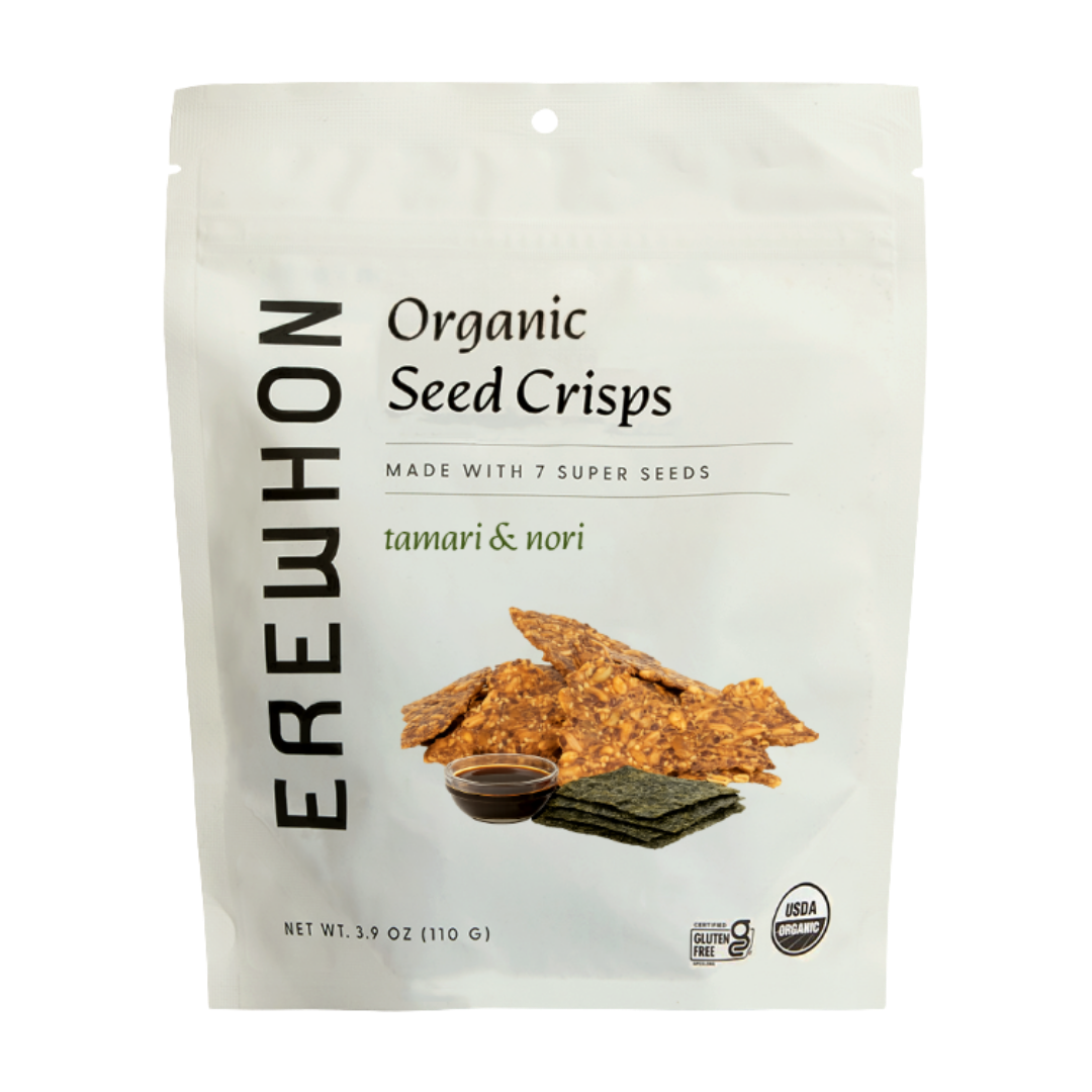Erewhon Seed Crisps | Tamari & Nori 3.9 oz white stand-up pouch